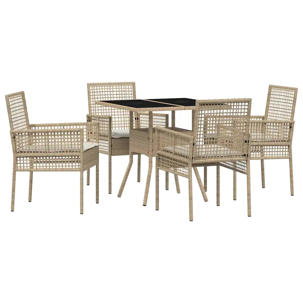 Set da Pranzo per Giardino 5 pcs Beige polyrattan 3334932