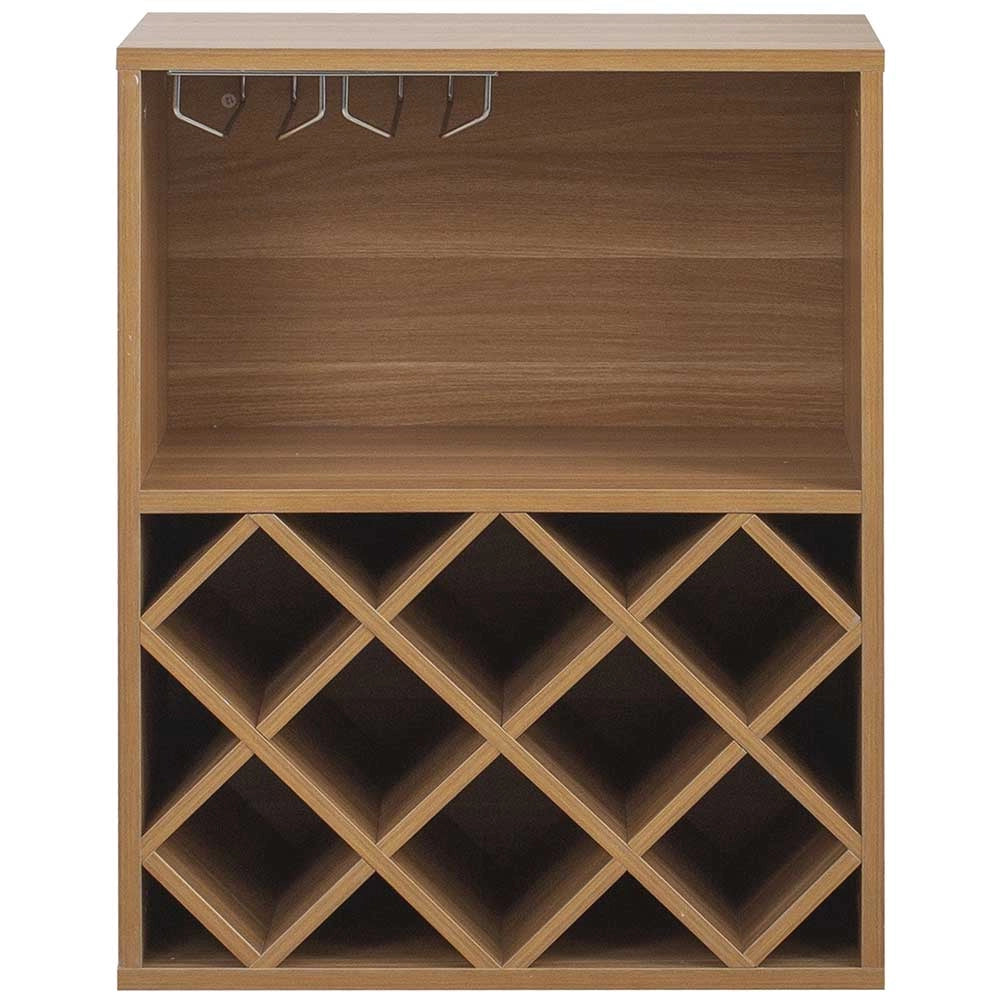 Mobile Bar Cantinetta Bottiglie Vino Legno Cantina 8 Posti Porta Calici Marrone
