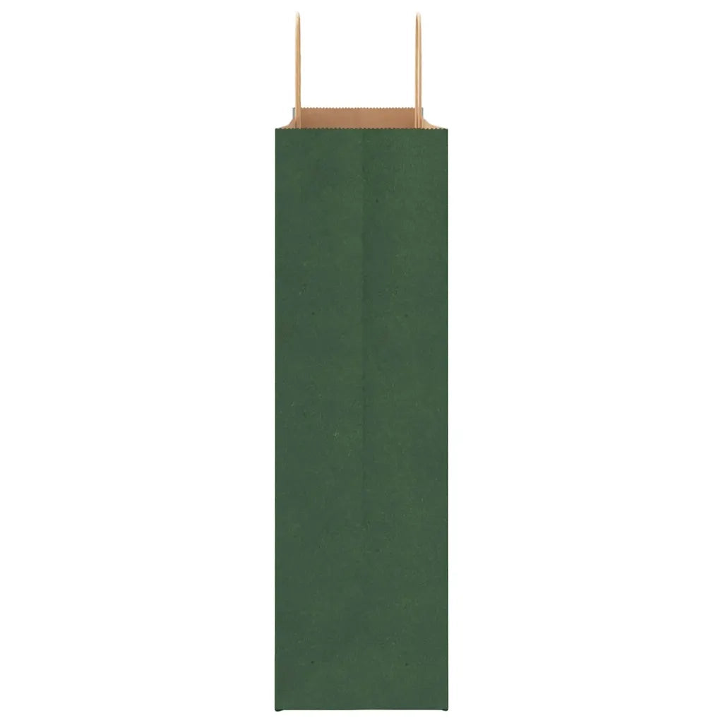 Sacchetti di Carta 250 pz con Manici Verdi 54x15x49 cm 4101738