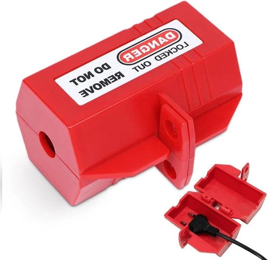 Prevenzione di furto di corrente - Cassetto di presa di corrente chiuso a chiave rosso.