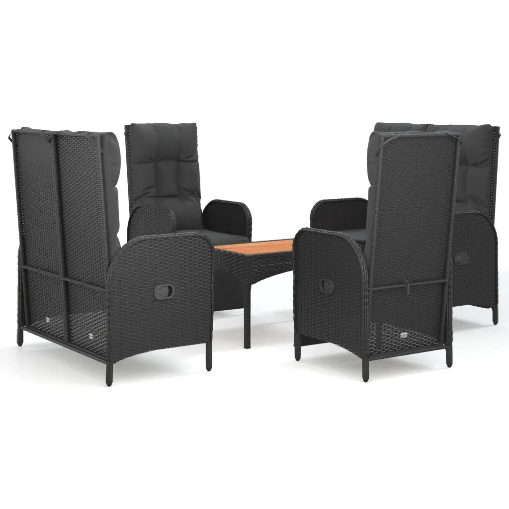 Set da Pranzo da Giardino 5 pz Nero con Cuscini in Polyrattan 3185090
