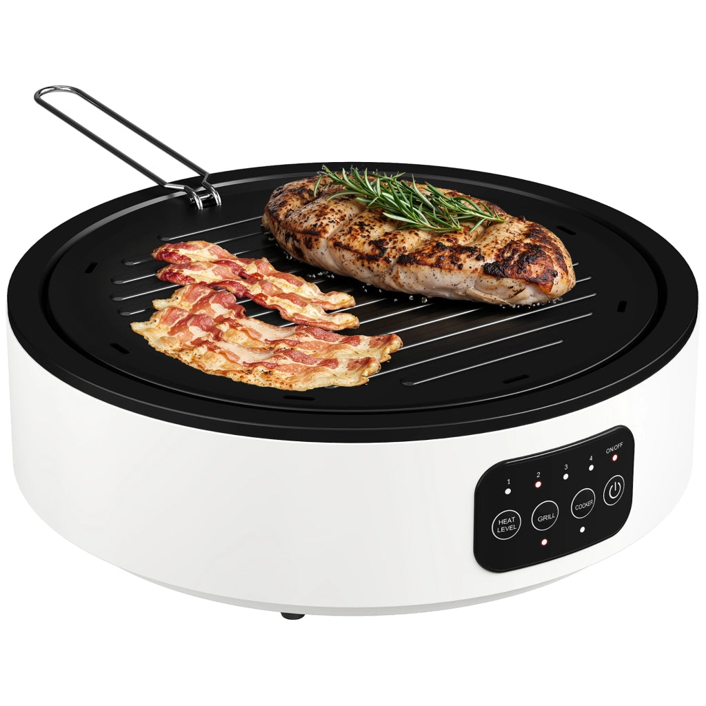 Piastra Grill Barbecue 2in1 Ceramica ¨C Xylo ¨C 2000W 4 Livelli Riscaldamento Infrarossi Bianco