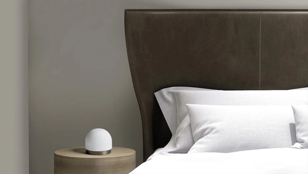 DOMU LAMPADA DA TAVOLO PICCOLA BRONZO VETRO BIANCO 1 LUCE ATTACCO GX53
