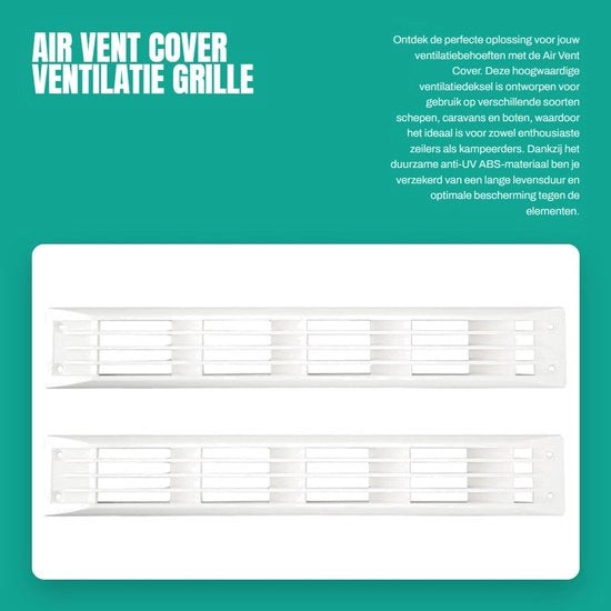 Copertura per griglia rettangolare per ventilazione - 2 pezzi - ABS anti UV - 450x70mm - per caravan/RV/marino - materiali di alta qualità - griglia