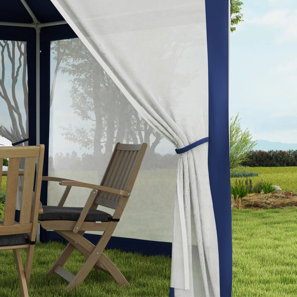 Pergola Giardino 6 Angoli ¨C Zephmum ¨C Blu, Metallo, 394x341x250 cm