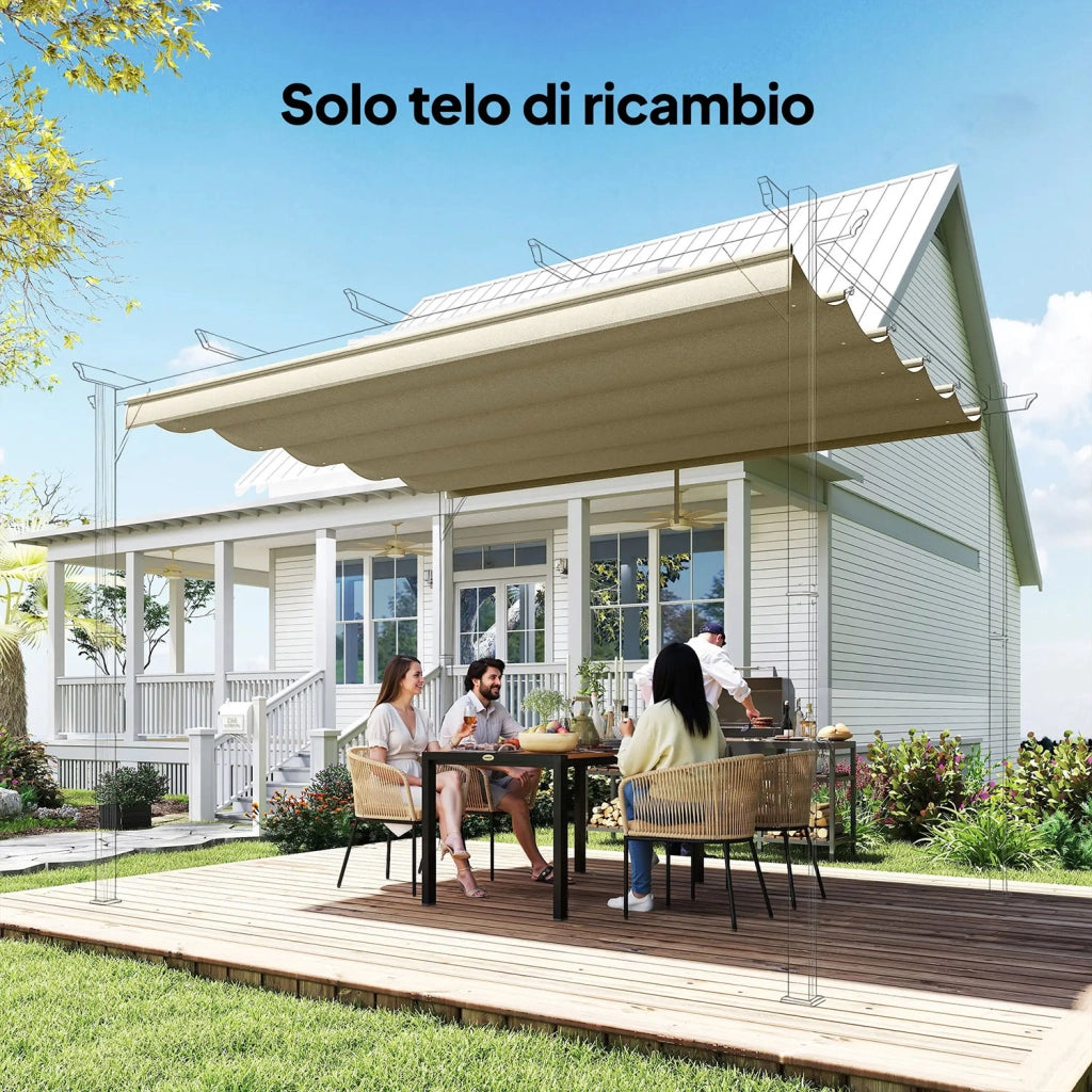 Telo per Pergola 250x255 cm con 10 Fori di Drenaggio in Poliestere Beige