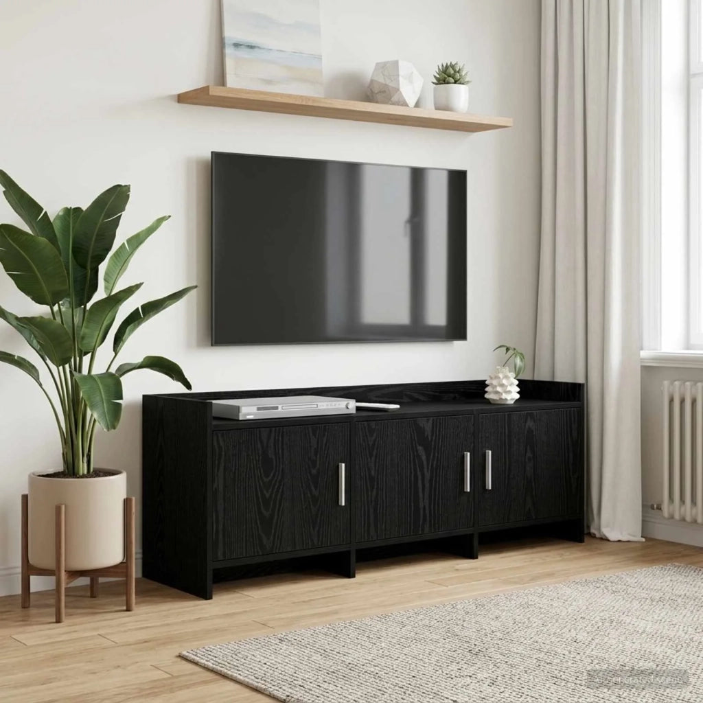 Mobile TV 130 x 33 x 47 cm Rovere Nero Legno ingegnerizzato 8011196