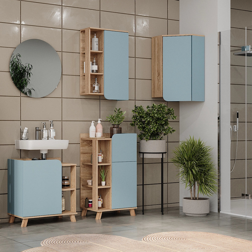 Vicco Mobile da bagno Grigio-blu 42.4 x 75 cm con porta e vani aperti