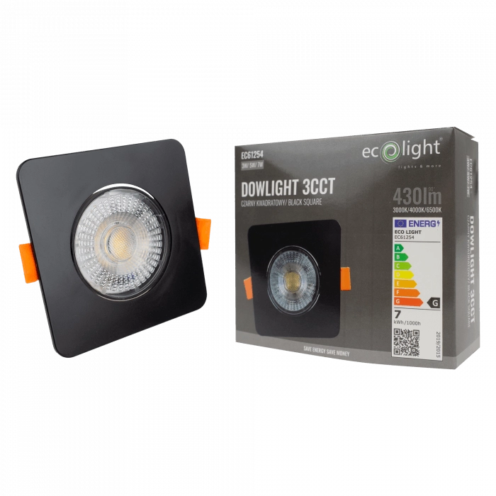 Faretto LED da incasso CCT nero quadrato Ecolight