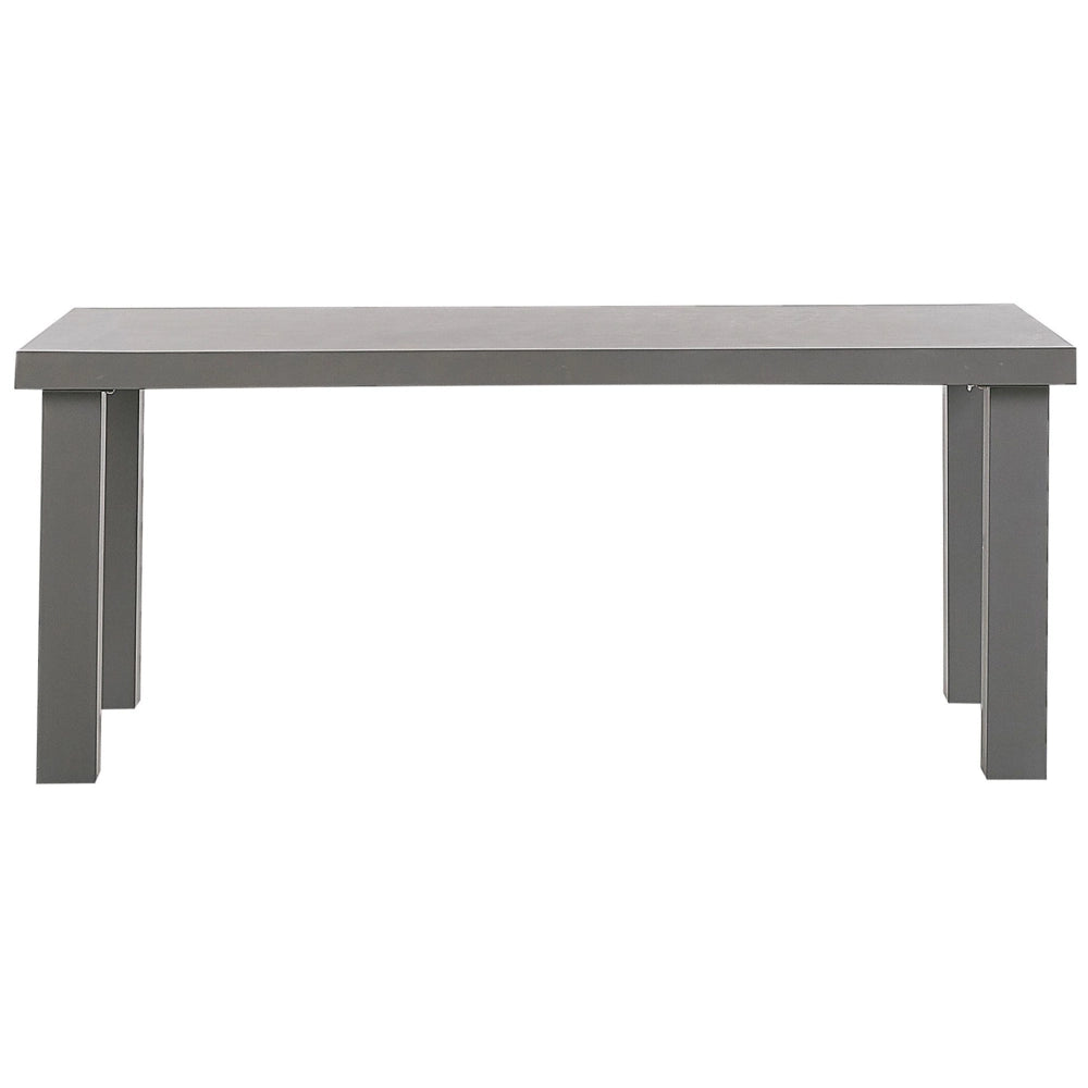 Set da pranzo da giardino Tavolo rettangolare in cemento grigio 2 panche a forma di U 2 sgabelli 6 posti resistente all'acqua