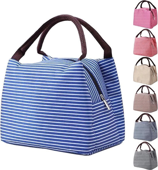 Borsa isolante per pranzo unica pezza, borsa portatile per pranzo, borsa riutilizzabile per bambini, adulti, uomini, borsa isolante per acqua per scuola e ufficio, 5,5 l - blu