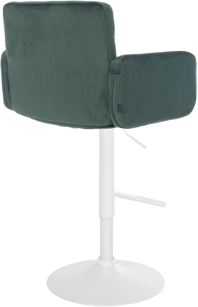 Sgabello da bar Los Angeles in velluto Verde scuro,bianco