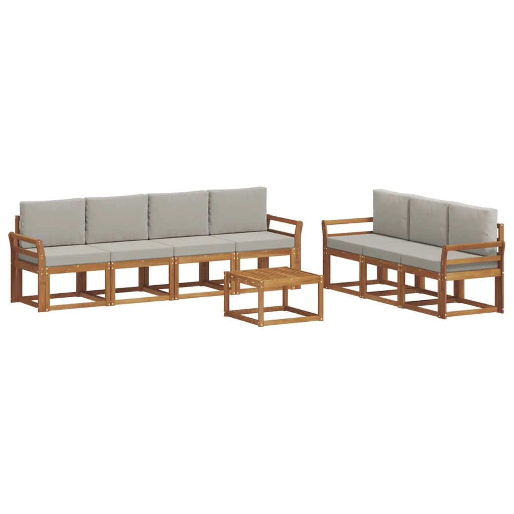 Set di divani da esterno 8 pcs Grigio Naturale e Chiaro 3366114