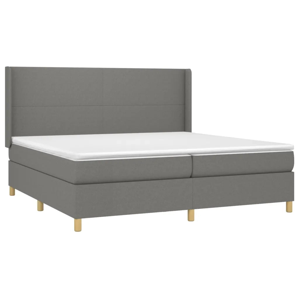 Giroletto a Molle con Materasso Grigio Scuro 200x200 cm Tessuto 3131858