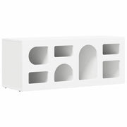 Mobile porta TV rettangolare dal design moderno per soggiorno con ampio spazio contenitivo 100 x 35 x 40 cm in legno composito bianco 02_0054755