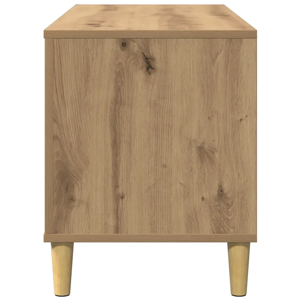 Mobile porta dischi pratico 100 x 38 x 48 cm ampio spazio contenitivo stile classico realizzato a mano in legno di rovere 02_0051063
