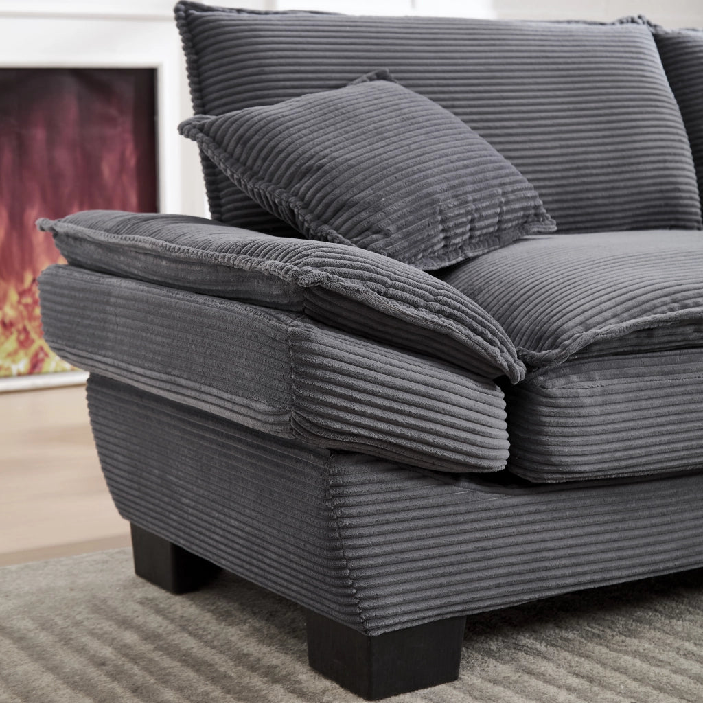 Divano 2 Posti con Seduta Profonda Braccioli Imbottiti e 2 Cuscini in Velluto Grigio Scuro 224 × 81 × 81 cm