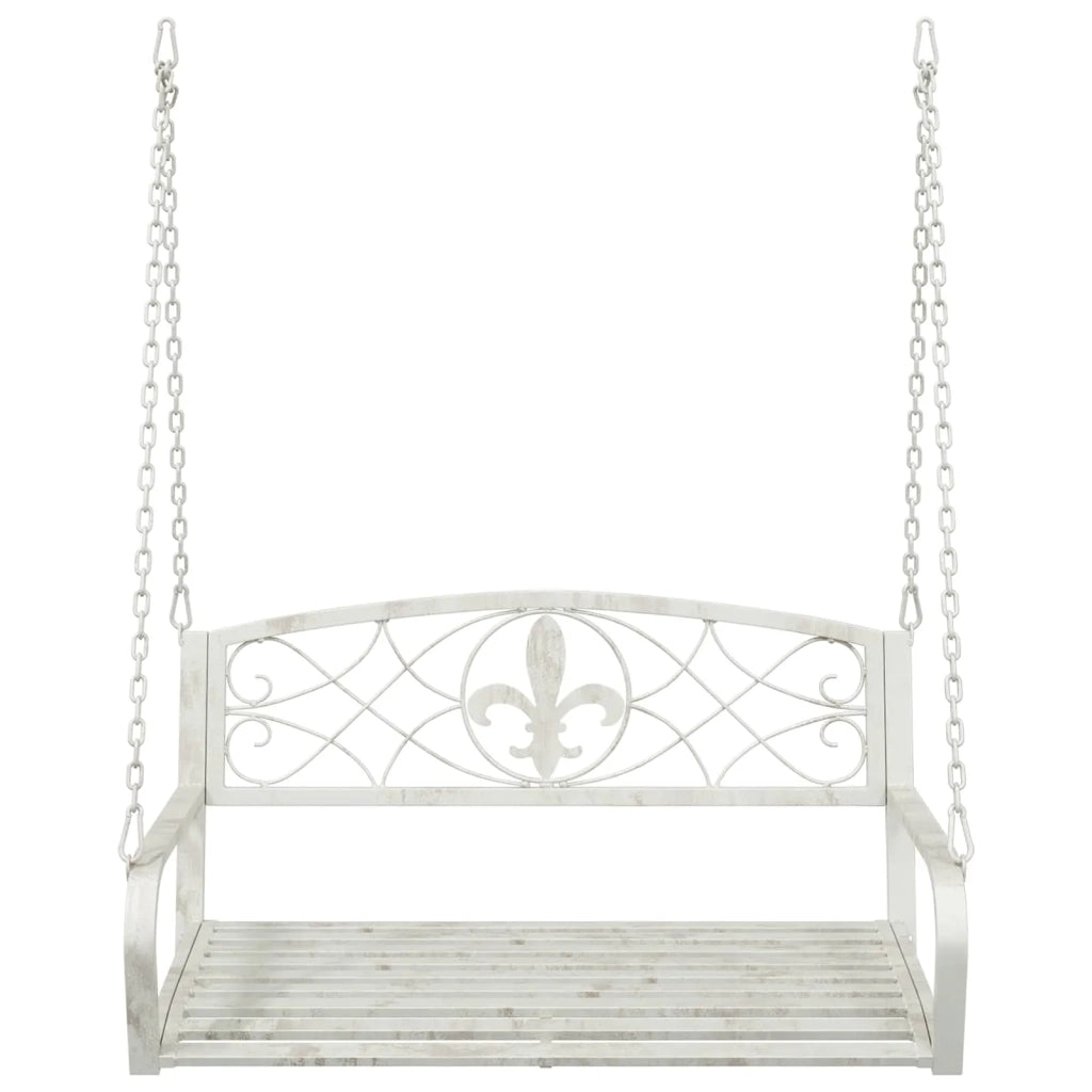 Panchina a Dondolo Acciaio 110,5 x 59 x 55 cm Bianco Antico