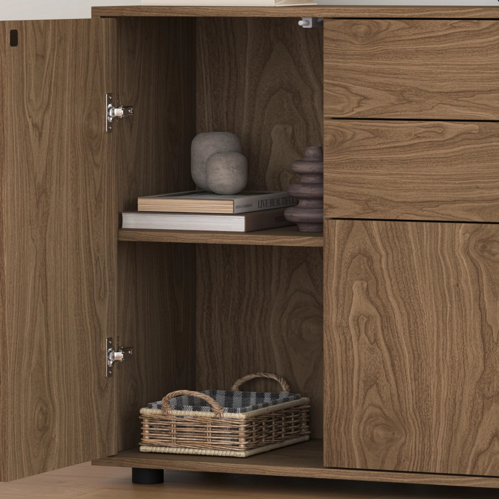 Comò Paarl con 2 Ante e 2 Cassetti 74x79x36 cm - Effetto Noce [en.casa]