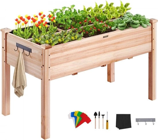 Piantagione su gambe - Vaso per piante all'aperto - Cestino per fiori - per Giardino o Balcone - Letto di giardino elevato - Legno - 77 x 38 x 76