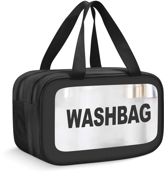 Borsa di bagno trasparente per donna, borsa di bagno trasparente per uomo, borsa di bagno trasparente, borsa di bagno per donna, borsa di bagno per viaggio, borsa di bagno per donna, borsa di bagno trasparente (nero, M)