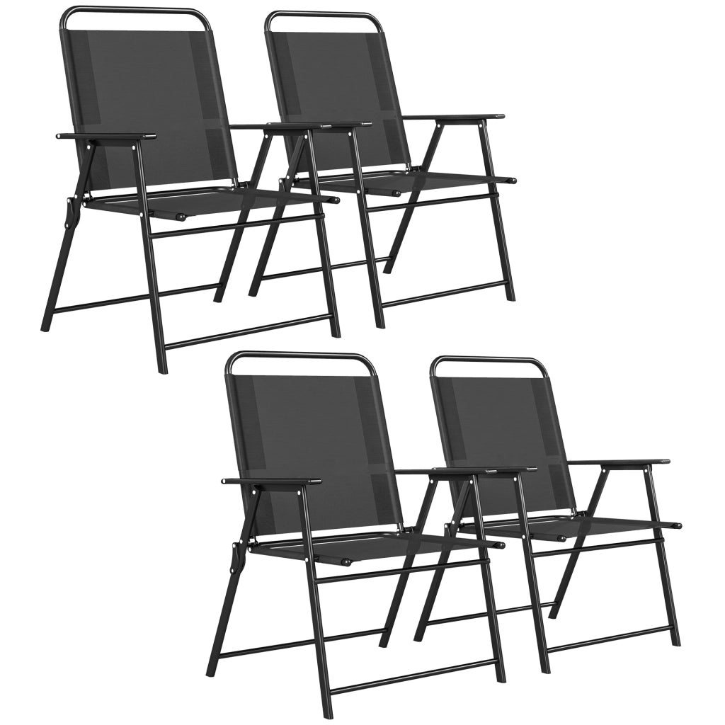 Sedia da giardino pieghevole con braccioli ¨C Zephmum ¨C Nero, Textilene