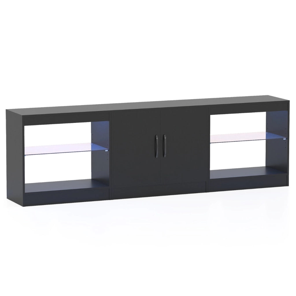 Supporto tv modulare centro di intrattenimento 3 in 1 con luci led, Supporto per soggiorno e camera da letto Nero-Mobili porta TV