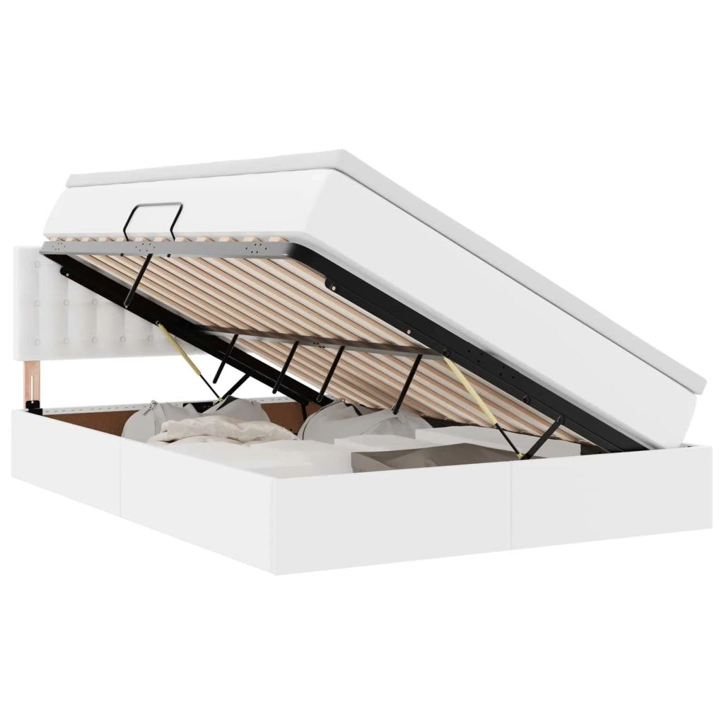 Letto con contenitore e materasso Bianco Puro 140 x 190 cm