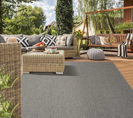 Tessuto in Weave per Tappeti Interni e Esterni - Antracite - Resistente ai Raggi UV e al Tempo - 100% Polipropilene - 120x170 cm