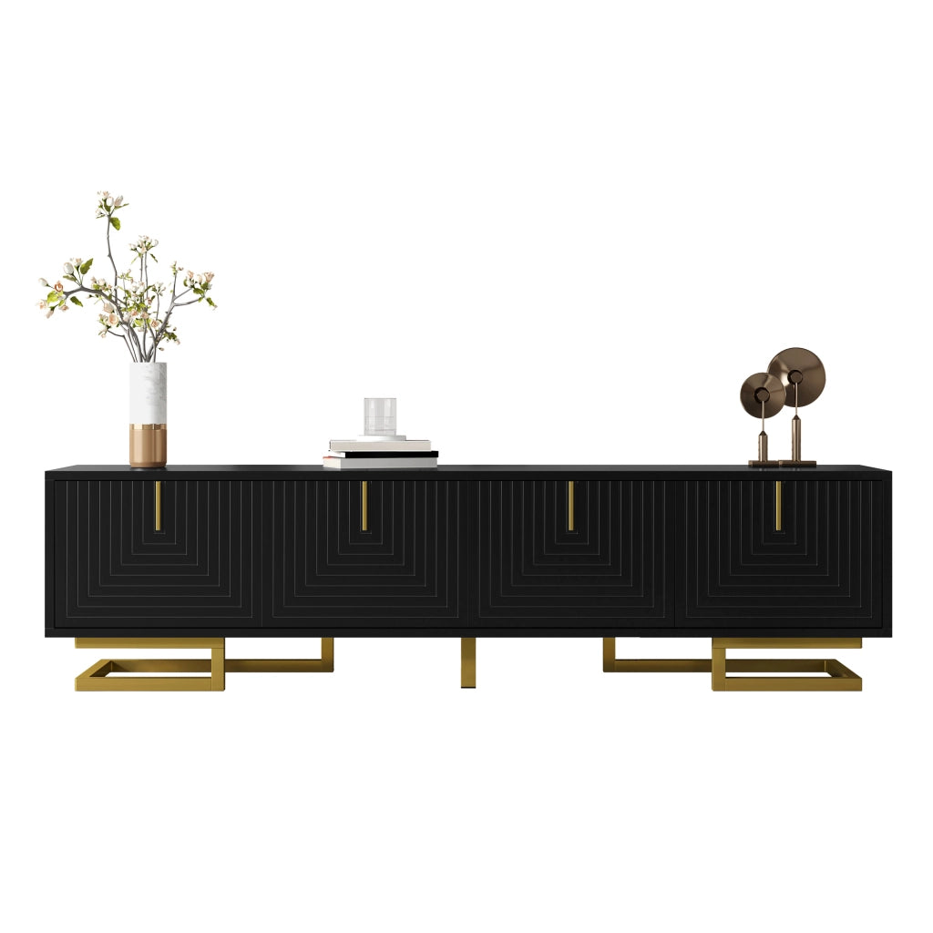 OKWISH Mobile TV con 4 Ante, Ripiani Interni, Cerniere Ammortizzate e Piedini Regolabili, 160 x 38 x 44.5 cm