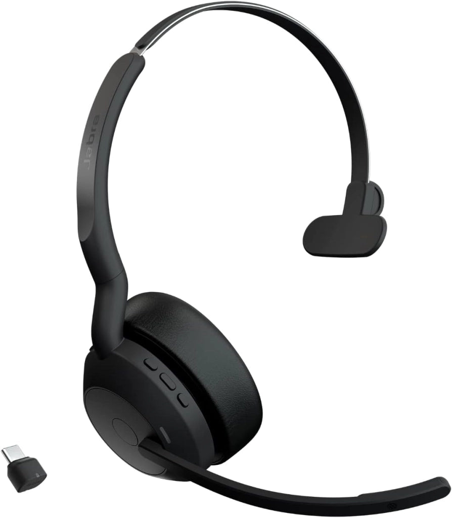 Jabra Evolve2 55 Cuffie Wireless Stereo con base di ricarica, USB-A dongle, Tutte le piattaforme, Stereo, Supporto incluso