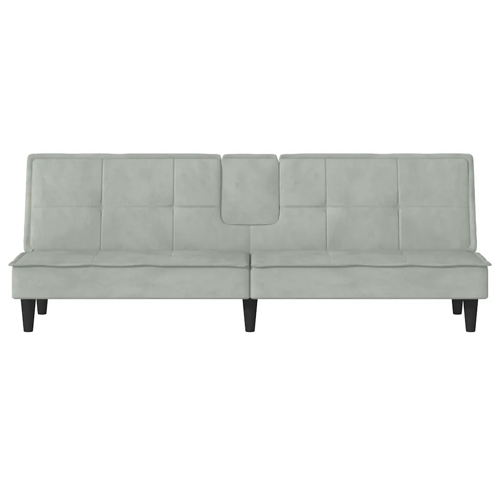 Divano Letto con Portabicchieri in Velluto Grigio Chiaro 351920