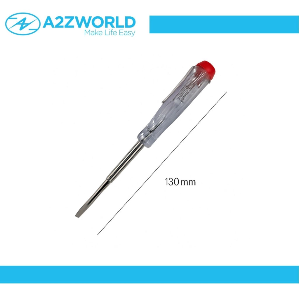 Cacciavite Cercafase 100–500V AC Punta 3mm Lunghezza 130mm con Indicatore al Neon, Impugnatura Isolata Trasparente, Tester di Tensione