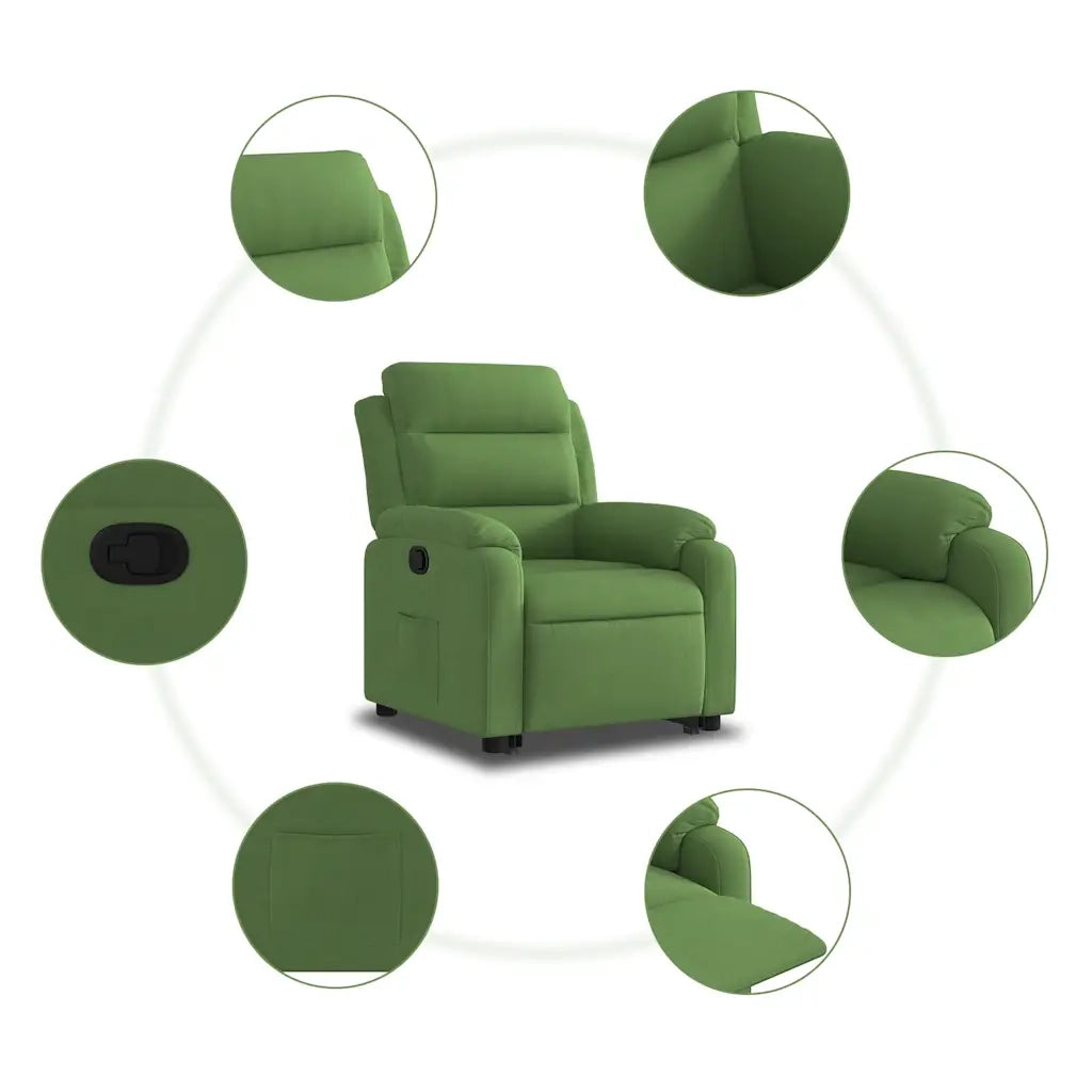 Poltrona Alzapersona Reclinabile Verde Chiaro in Velluto 3205095