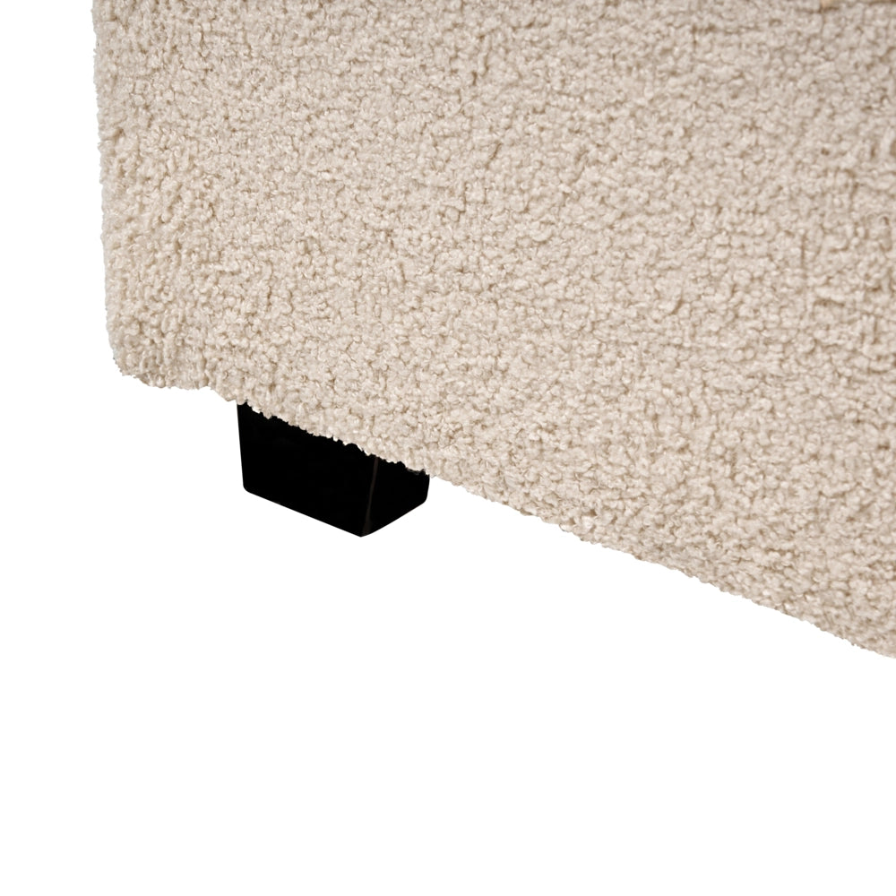 Letto matrimoniale ad acqua in tessuto bouclè beige 180 x 200 cm retrò minimalista