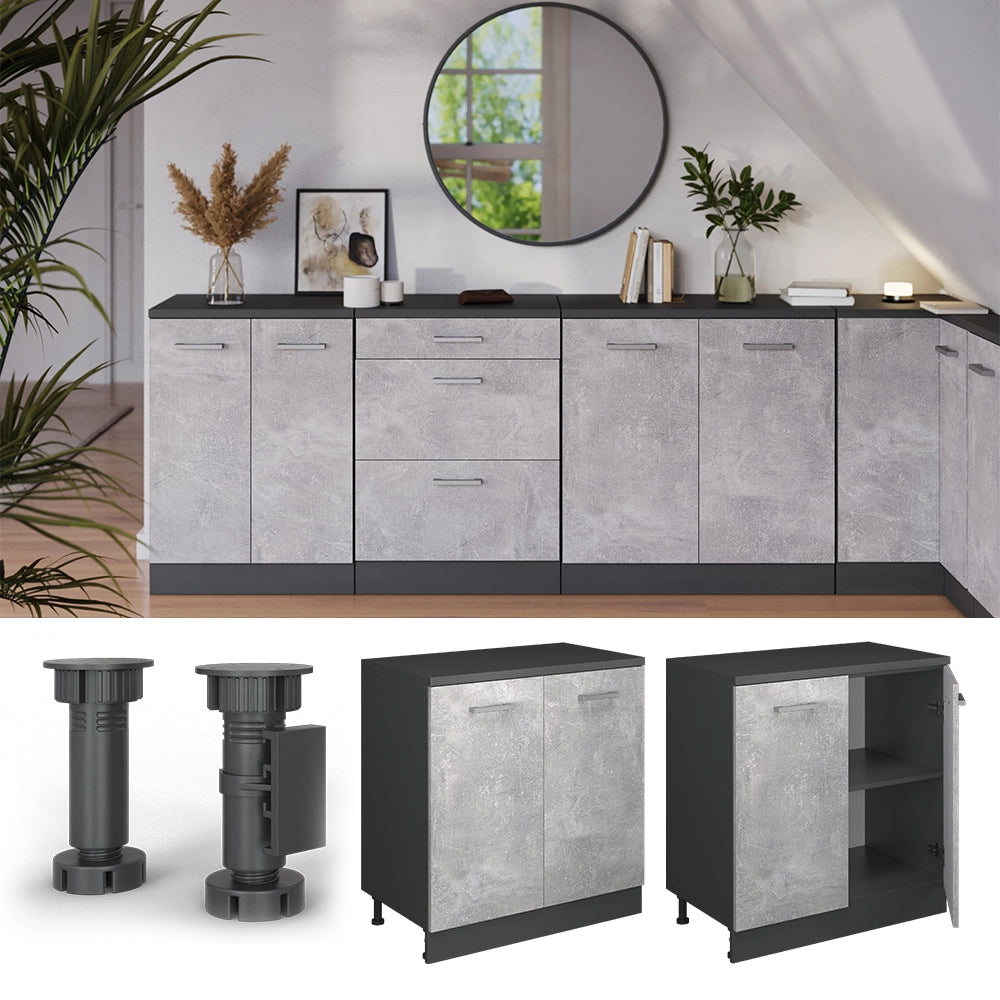 Mobile per mansarda Rion Calcestruzzo/Antracite 80 x 83.8 cm senza inclinazione con 2 ante Vicco