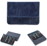 Etui in pelle per 12 penna stilografica, contenitore portatile con chiusura magnetica e cassetta per pennarelli (blu)