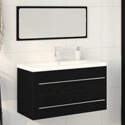 Mobile Lavabo Bagno con Lavello Incorporato Rovere Nero