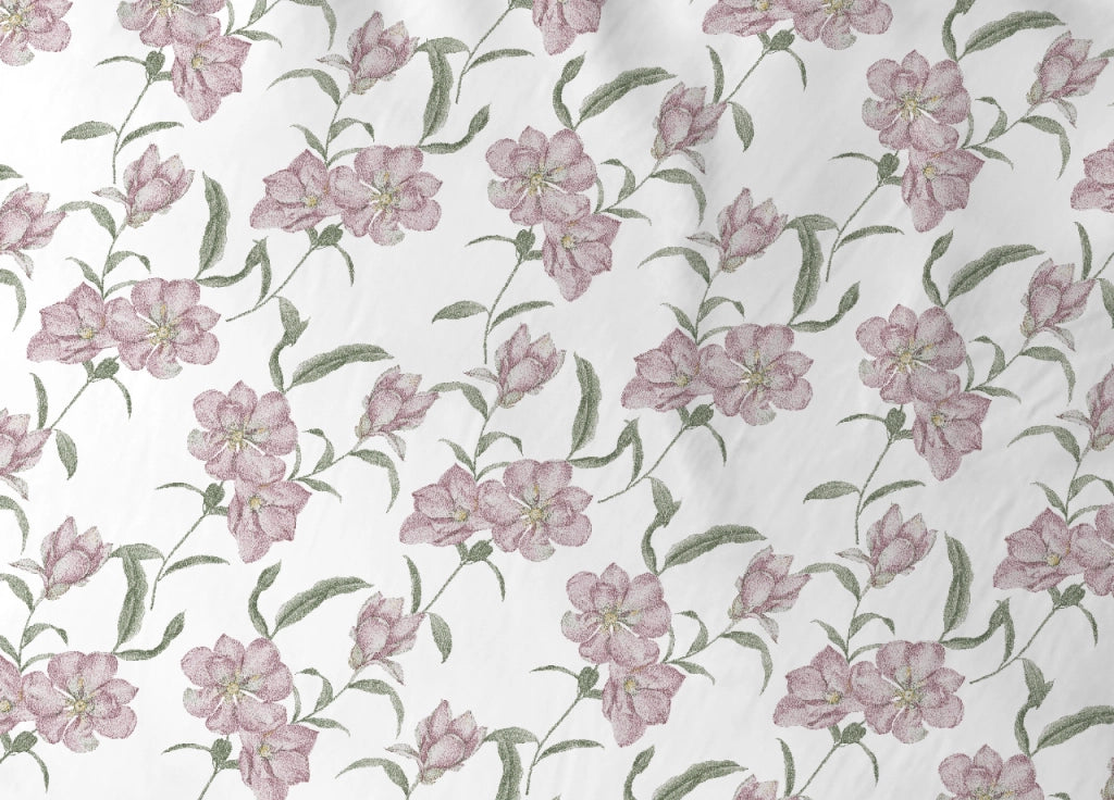 Completo Lenzuola Letto In 100% Cotone Made Italy Disegno Magnolia - Piazza E Mezza - Rosa