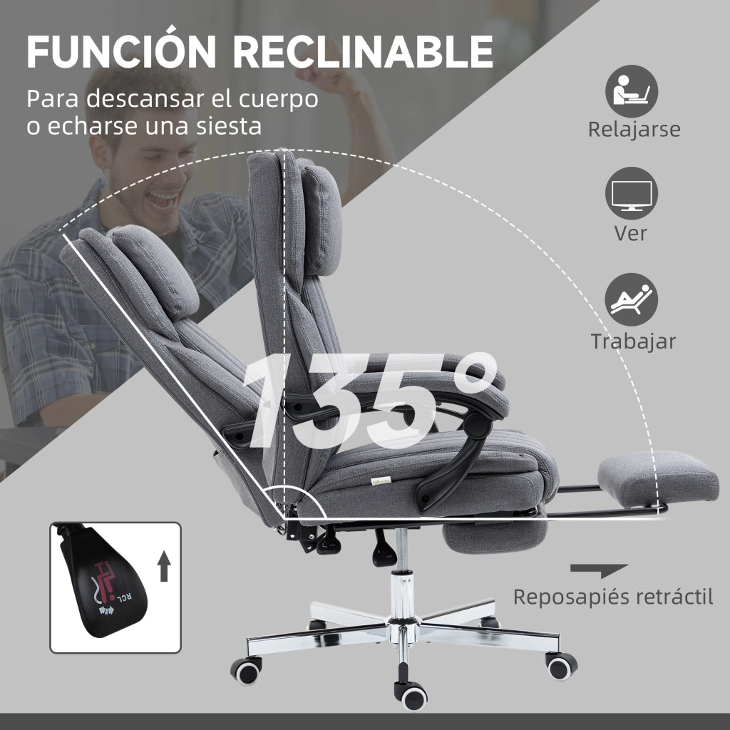 Sedia da Ufficio Reclinabile e Girevole con Massaggio ¨C Zephmum ¨C Grigio 65x61x108-118 cm