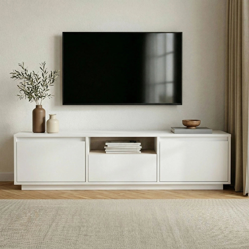Porta TV in legno "Sentinel" - 160 x 30 x 42 cm - Bianco