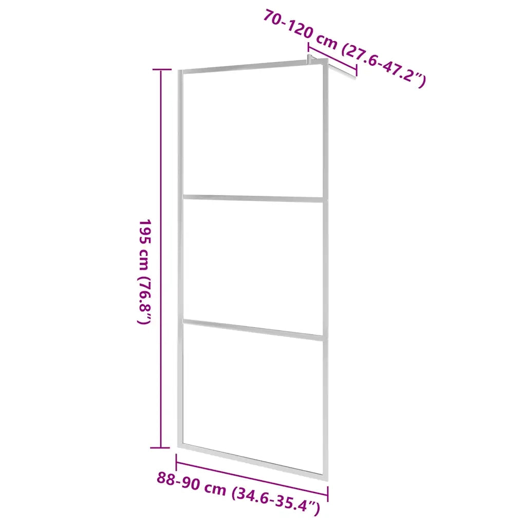 Parete per Doccia Walk-in in Vetro Trasparente ESG 90x195 cm 146636