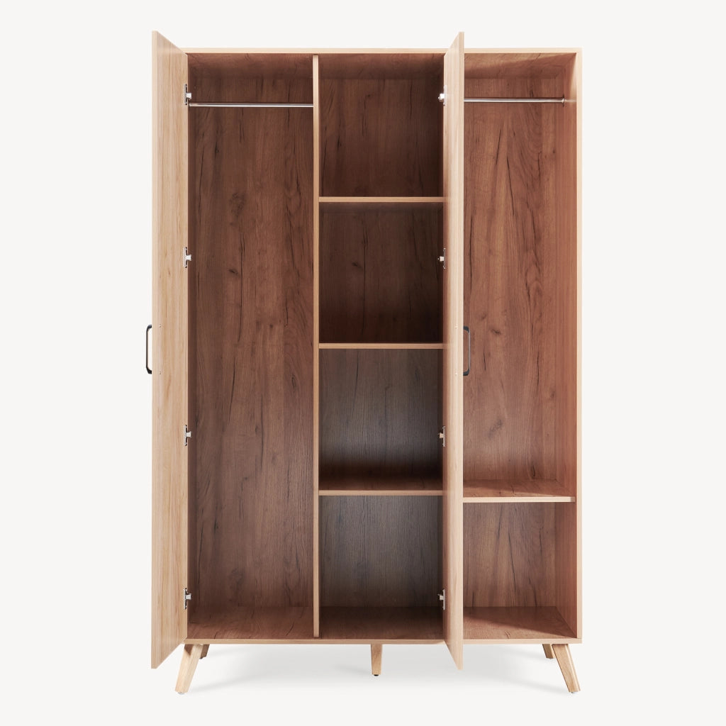 Armadio Guardaroba Norg con 2 Ante e 5 Scomparti 191x120x52 cm - Effetto Rovere [en.casa]