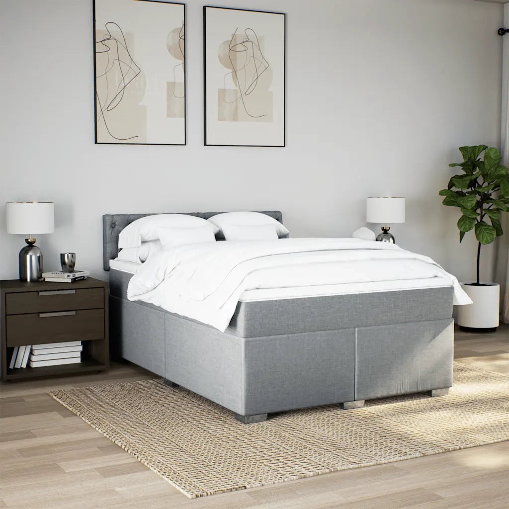 Giroletto a Molle con Materasso Grigio Chiaro 160x200cm Tessuto