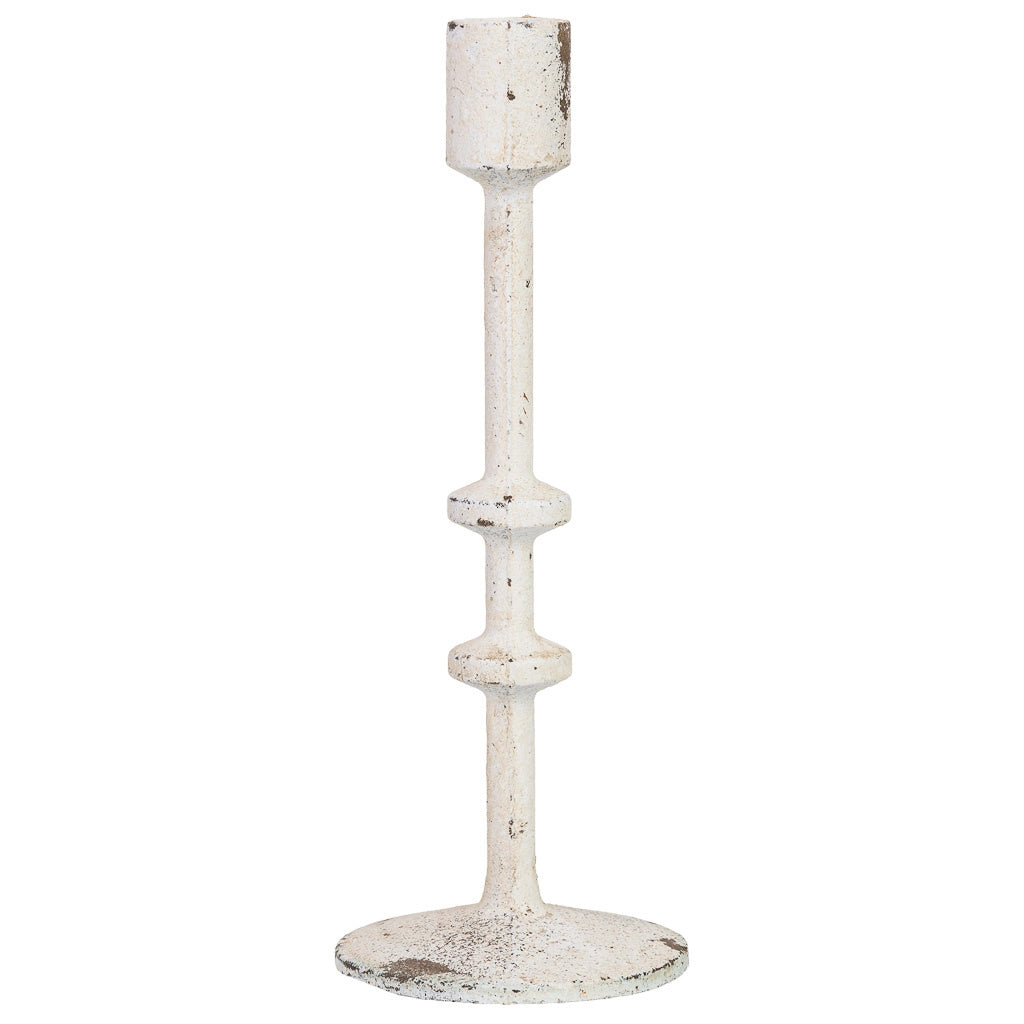 Candelabro in metallo bianco, 8,5x8,5x23 cm (altezza)