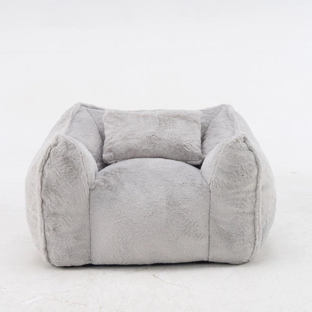 POLTRONA SACCO in faux fur Grigio, design ergonomico, senza assemblaggio