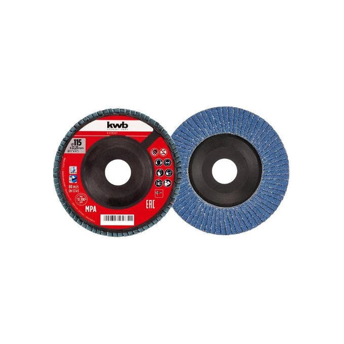 Kwb, Disco Lamellare per Smerigliatrice, Grana 60 G, Diametro 115 mm, per Metallo