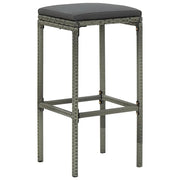 Sgabelli da Bar con Cuscini 4 pz Grigi in Polyrattan 313447
