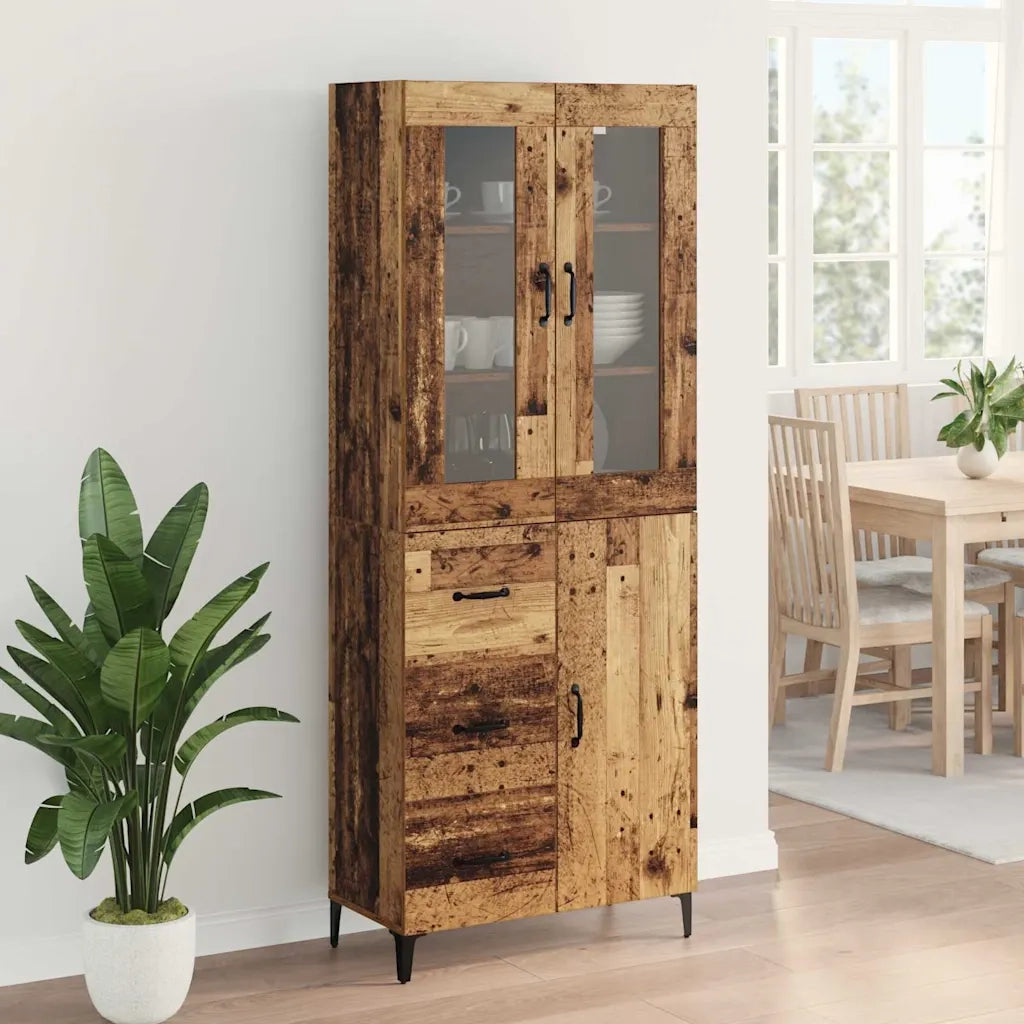 Credenza | Madia | Buffet da pranzo | Armadio da pranzo Legno vecchio 69,5 x 34 x 180 cm Legno multistrato