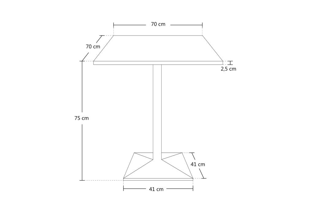 Tavolo da pranzo quadrato 70x70 con top in legno naturale mod. Clint - TQ10CLTN